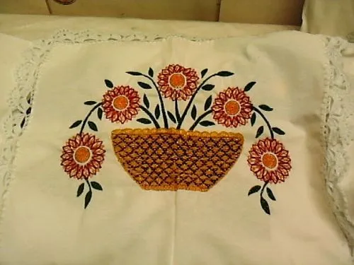 Canasta de flores para bordar - Imagui