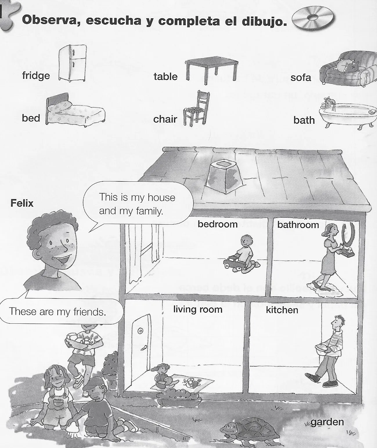 Imágenes de la casa para pintar y sus partes en inglés - Imagui