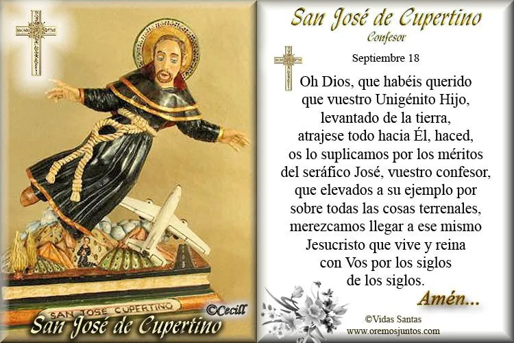 Imágenes de Cecill: Estampita y Oración a San José de Cupertino Imágenes de Cecill: Estampita y Oración a San José de Cupertino
