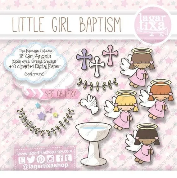 Imágenes Clip art Bautizo Angelitas Rubia por LagartixaShop en Etsy
