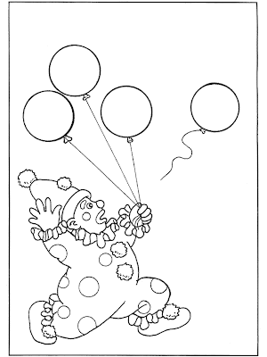Imagenes para colorear: Caricatura de un payaso persiguiendo su globo Imagenes para colorear: Caricatura de un payaso persiguiendo su globo