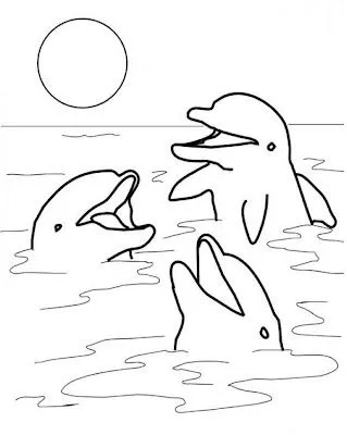 Imagenes para colorear: Dibujo de delfines cantando para colorear Imagenes para colorear: Dibujo de delfines cantando para colorear