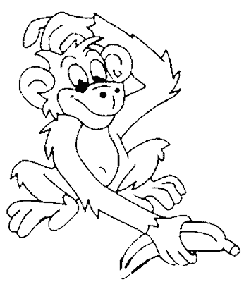 Imagenes para colorear: Dibujo de un mono recogiendo platanos Imagenes para colorear: Dibujo de un mono recogiendo platanos