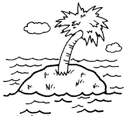 Imagenes para colorear: Isla con palmera para colorear Imagenes para colorear: Isla con palmera para colorear