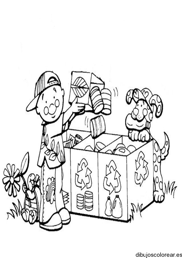 Tatuaje niño reciclando | Dibujos para Colorear