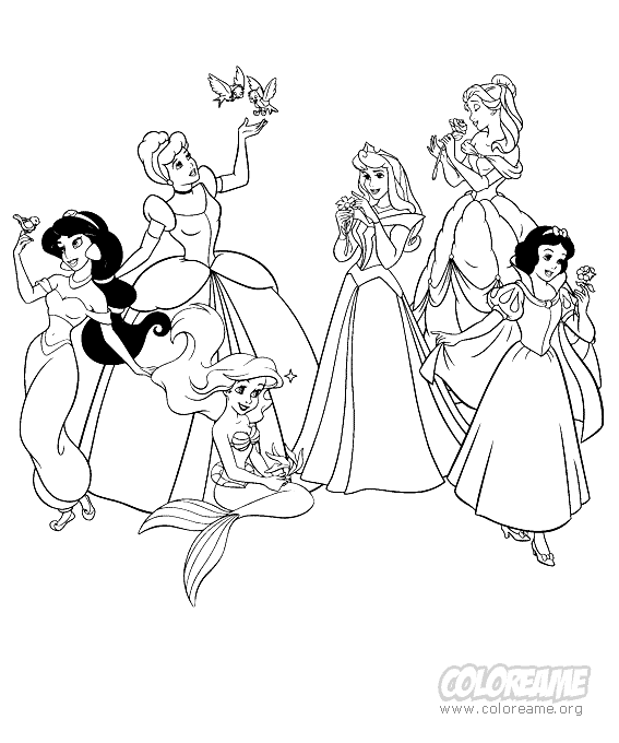 Imágenes para Colorear de las Princesas Disney (18 fotos ...