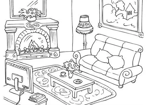 Sala moderna para colorear - Imagui