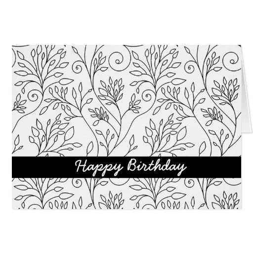 Tarjeta de cumpleaños floral blanco y negro de Zazzle. Tarjeta de cumpleaños floral blanco y negro de Zazzle.