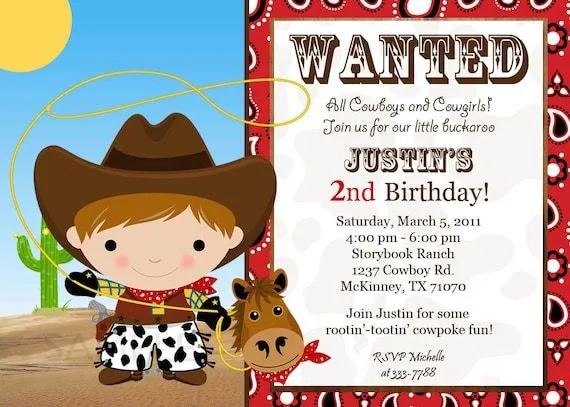 Invitación fiesta vaquera o Sheriff vaquero por theprintfairy