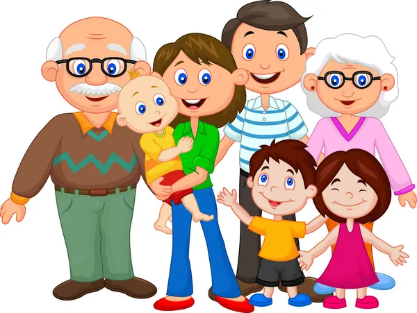 familia feliz de dibujos animados — Vector stock © tigatelu #49595661