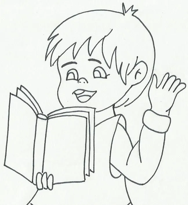 Dibujo para colorear de una niña leyendo - Imagui