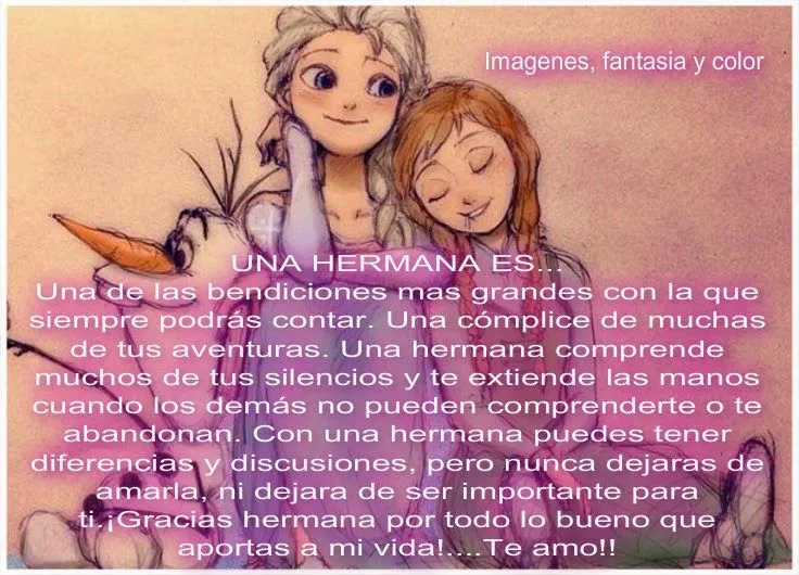 imagenes, fantasia y color: ESO ERES PARA MI, HERMANA !!