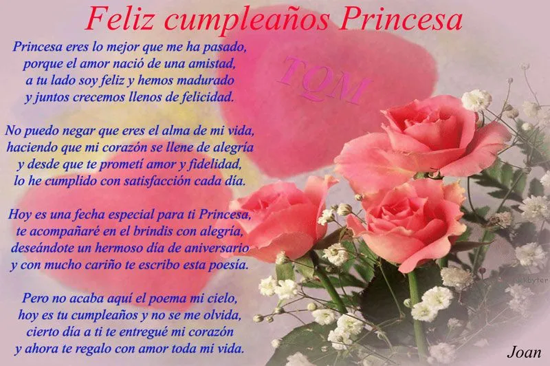 Feliz cumpleaños Princesa te lo desea de corazón quien te ama Feliz cumpleaños Princesa te lo desea de corazón quien te ama