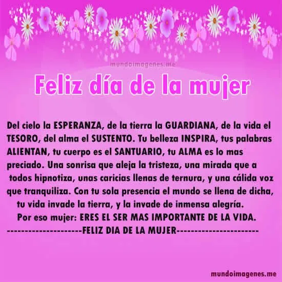 Imagenes De Feliz Dia De La Mujer Con Frases Para Dedicar - Mundo ... Imagenes De Feliz Dia De La Mujer Con Frases Para Dedicar - Mundo ...