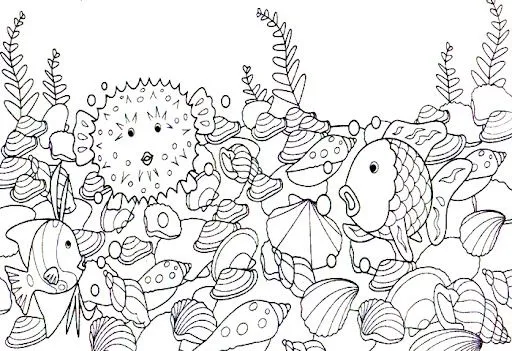Dibujos para colorear del fondo marino - Imagui