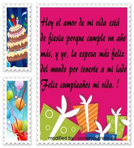 Postales con frases bonitas de cumpleaños para mi esposo ...