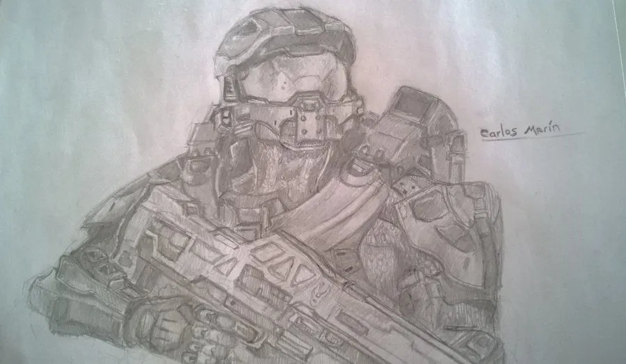 Master Chief a lápiz por carlosmarin | Dibujando Master Chief a lápiz por carlosmarin | Dibujando