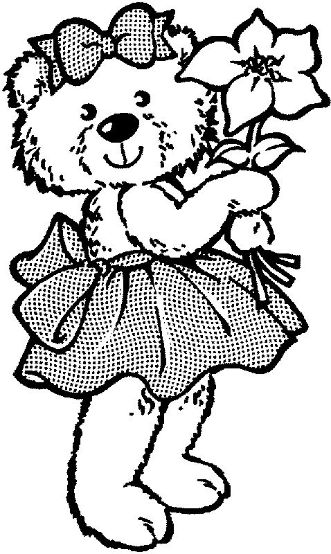 Imagenes y Wallpapers: Imagen para colorear Oso regalando flores