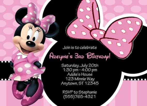 Invitaciónes de Minnie para imprimir - Imagui