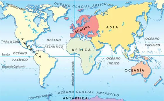 Mapamundi oceanos y continentes - Imagui