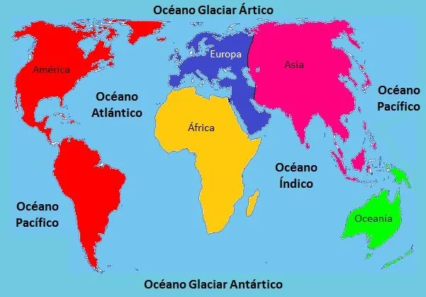 4. Los continentes. Mapas físicos con puntos de interés ...
