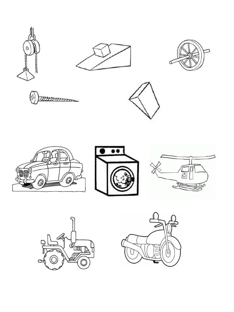 Imagenes de Maquinas Simples y Compuestas para Colorear | PDF Imagenes de Maquinas Simples y Compuestas para Colorear | PDF