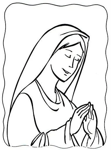 Dibujos Católicos : Imagenes de María haciendo oración para colorear