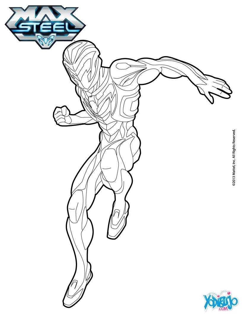 Max Steel para colorear, Max Steel saltando para imprimir Max Steel para colorear, Max Steel saltando para imprimir