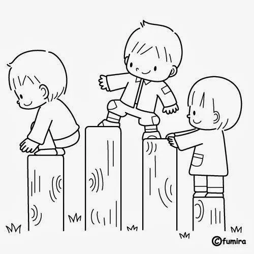 Imágenes de Niños en fila para colorear e Imprimir - Para niños Imágenes de Niños en fila para colorear e Imprimir - Para niños