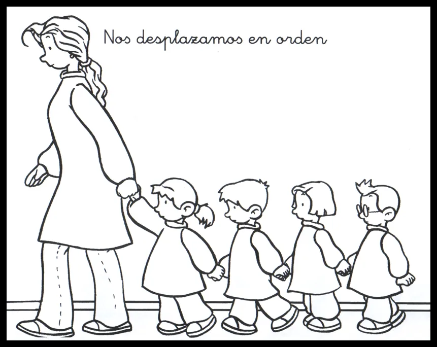 Imágenes de Niños en fila para colorear e Imprimir | Para niños Imágenes de Niños en fila para colorear e Imprimir | Para niños