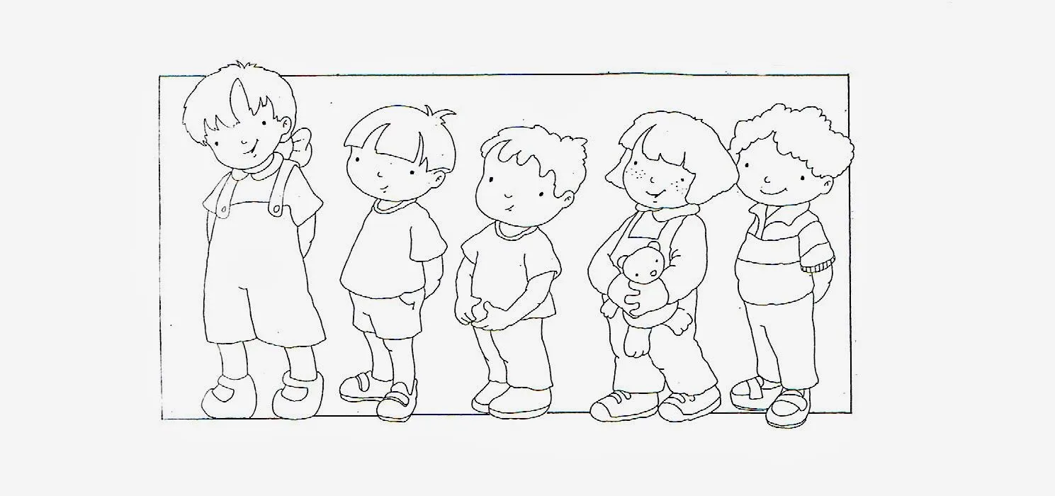 Imágenes de Niños en fila para colorear e Imprimir | Para niños Imágenes de Niños en fila para colorear e Imprimir | Para niños