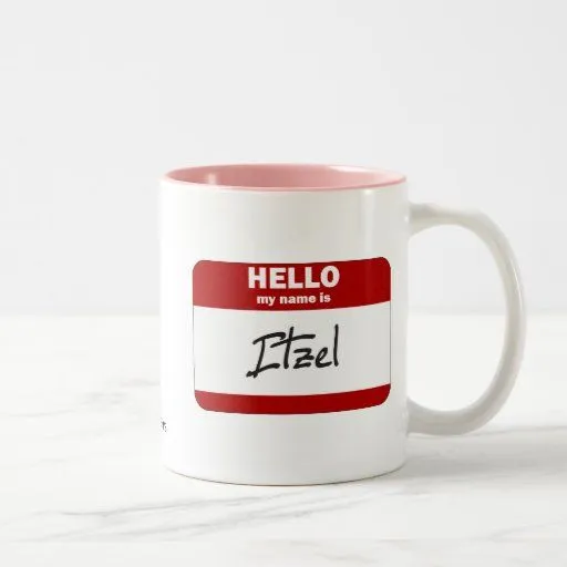 Hola mi nombre es Itzel (rojo) Tazas De Café | Zazzle