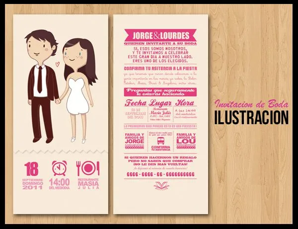 Tarjetas para boda con dibujos - Imagui