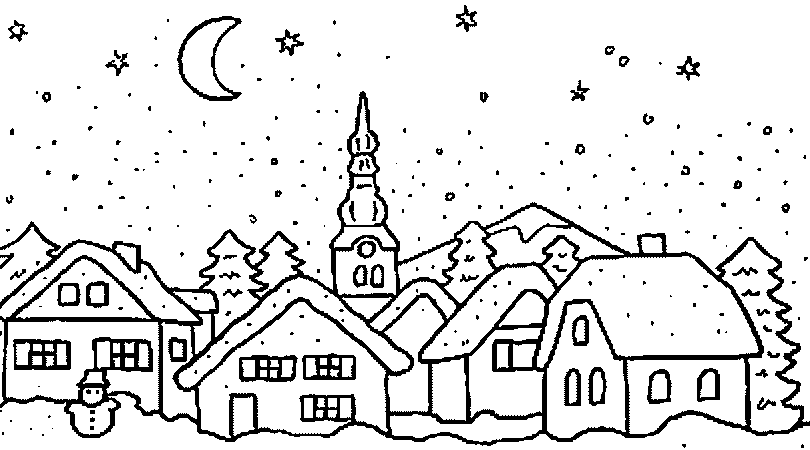 Imágenes con paisajes de invierno para colorear Imágenes con paisajes de invierno para colorear