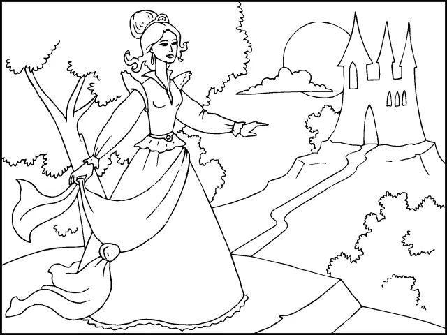 Colorear Princesa regresando a palacio - Dibujos de Princesas para ...