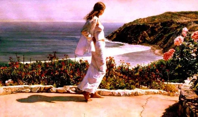 Imágenes de Pinturas: Mujeres en paisaje pintadas hiperrealismo Imágenes de Pinturas: Mujeres en paisaje pintadas hiperrealismo