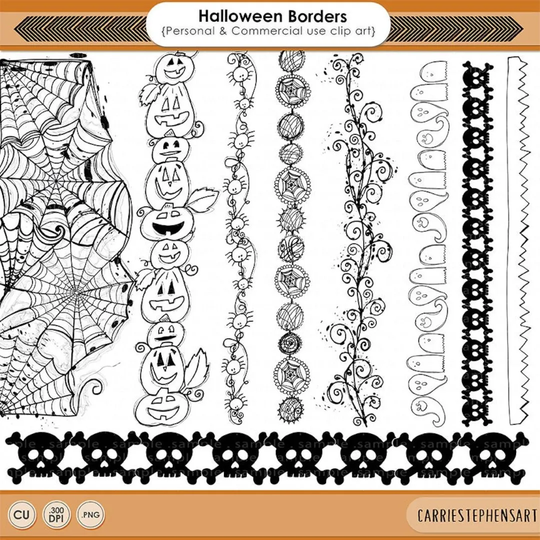 Imágenes prediseñadas de frontera de Halloween garabatos de - Etsy México Imágenes prediseñadas de frontera de Halloween garabatos de - Etsy México