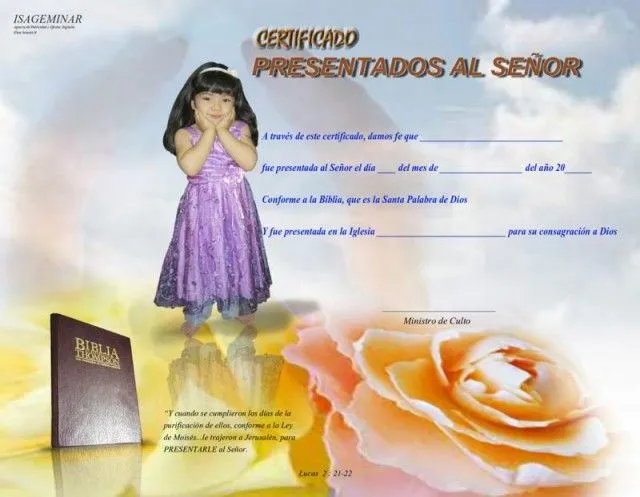 Certificados de presentacion de niños cristianos gratis para ...