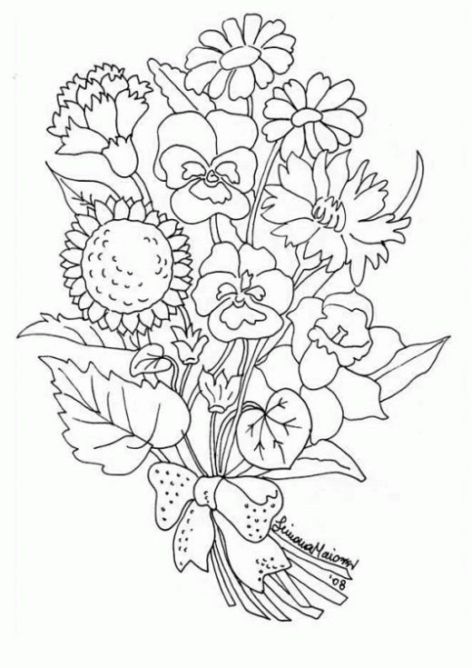 Dibujo de Ramo de flores. Dibujo para colorear de Ramo de flores ... Dibujo de Ramo de flores. Dibujo para colorear de Ramo de flores ...