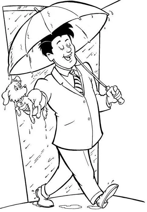 Pinto Dibujos: Señor con paraguas para colorear Pinto Dibujos: Señor con paraguas para colorear