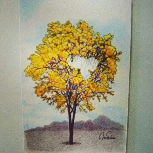 Imán para nevera, con ilustración del Araguaney, árbol nacional de Venezuela.  Creación de Kris Durán | School projects, Cool designs, Tattoos