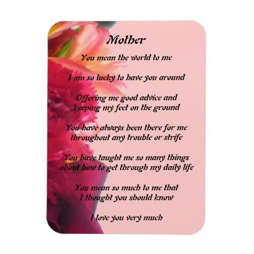 Imán del poema de las madres de Zazzle.