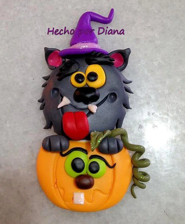 Imán para refri motivo Halloween | Biscuit - Porcelana Fria ...