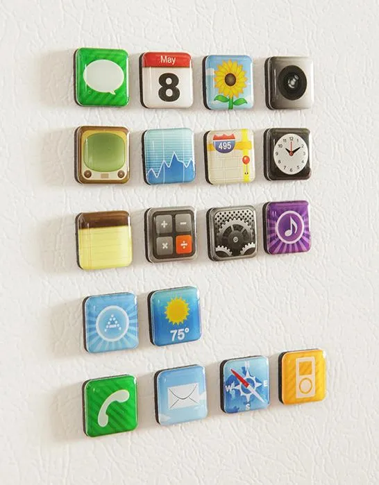Imanes decorativos para la nevera con forma de iconos del iPhone ...