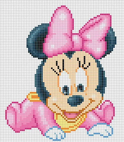 Minnie Mouse en punto cruz - Imagui
