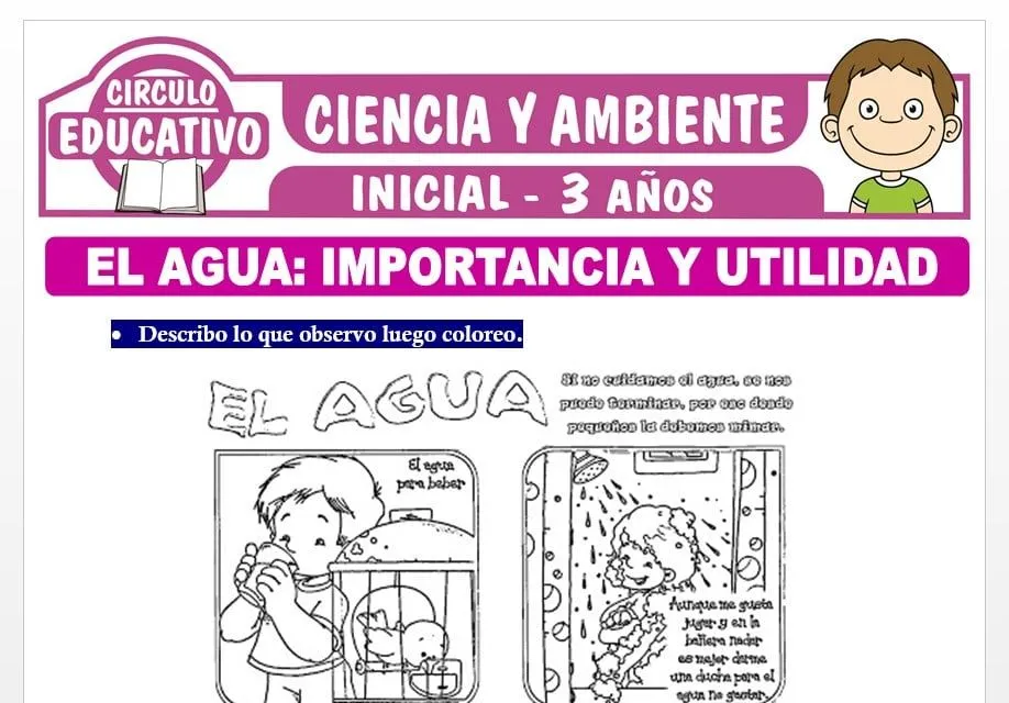 Importancia y Utilidad del Agua para Niños de Tres Años – Fichas GRATIS