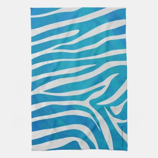 Impresión azul y blanca de la cebra toalla de mano | Zazzle