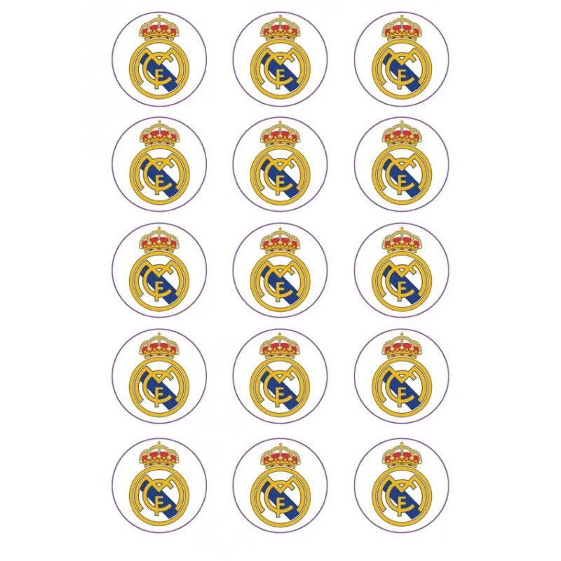 IMPRESIÓN PAPEL DE AZUCAR REAL MADRID 15 CIRCULOS 5CM - Casa Joven Madrid