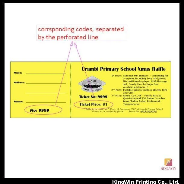 Impresión de la rifa de entradas de impresión de seguridad ...