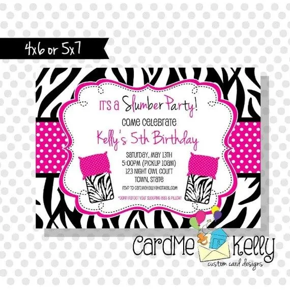 Impresión 4 x 6 Spa Girlie cebra imprime Slumber Party Impresión 4 x 6 Spa Girlie cebra imprime Slumber Party